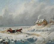 Cornelius Krieghoff Ice Road, Near Quebec Sweden oil painting artist